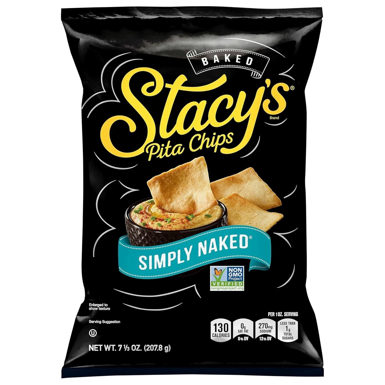 Stacy's Pita Chips Large Simply Naked 7.33 oz (Pack of 12)